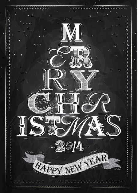 Vector poster merry christmas chalk