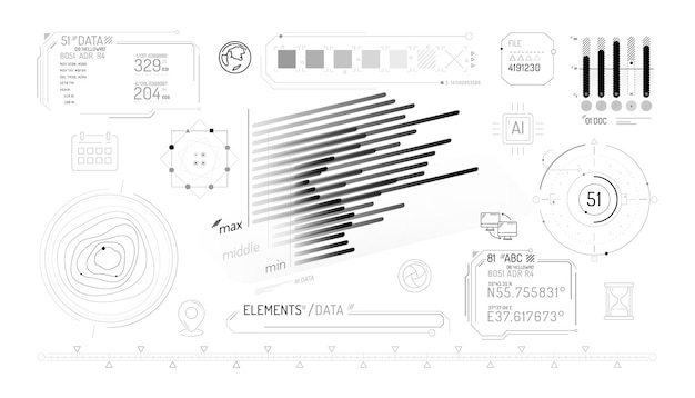 Poster met een reeks infographic elementen rond het thema gegevensuitwisseling en geolocatie vectorillustratie