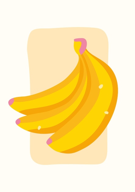 Vector poster met helder gestileerde bananen stelletje rijpe bananen