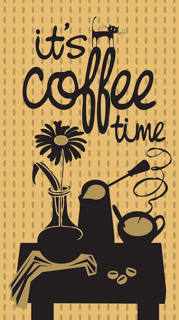 poster met het stilleven van de koffietijd