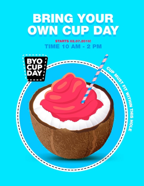 Poster met ijs in coconut byo cup day poster Bring your own cup day