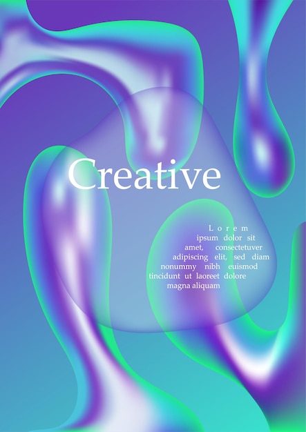 Poster met kleurovergang ontwerp abstracte organische vormen van vloeibare furutistische en moderne kunstobject grafisch element voor website plaats voor tekst en presentatie cartoon platte vectorillustratie
