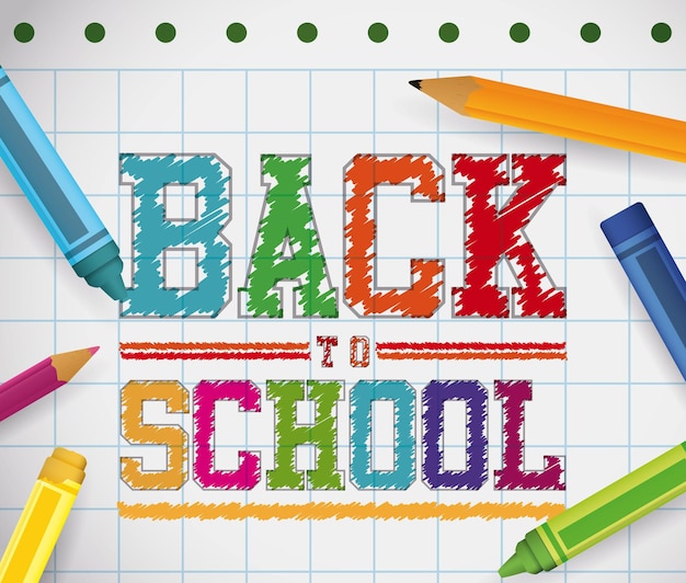 Poster met kleurpotloden en kleurpotloden voor Back to School