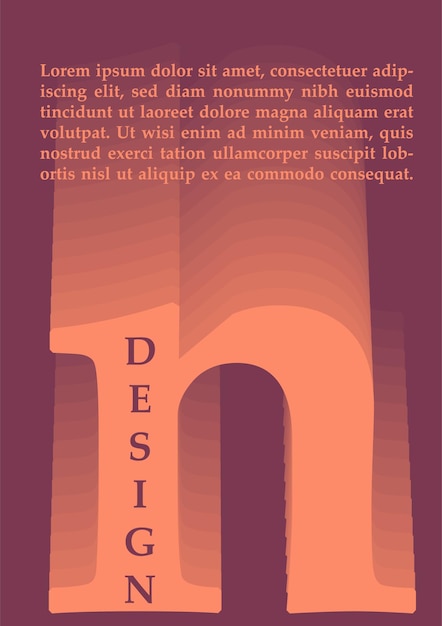 Poster met letterconcept oranje n op donkere achtergrond abstracte creativiteit en kunst typografie en