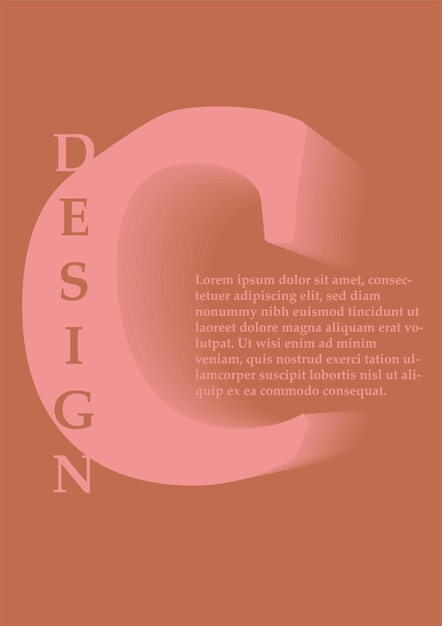 Poster met letterconcept paars c op beige achtergrond abstracte creativiteit en kunst typografie en