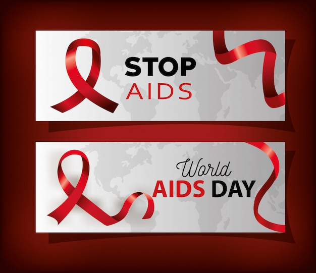 Poster met wereld aids dag en lint instellen