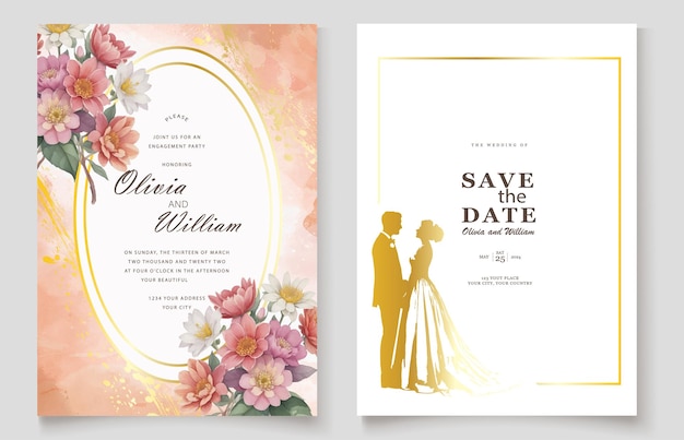 Poster modern wedding invitation card templat simple design