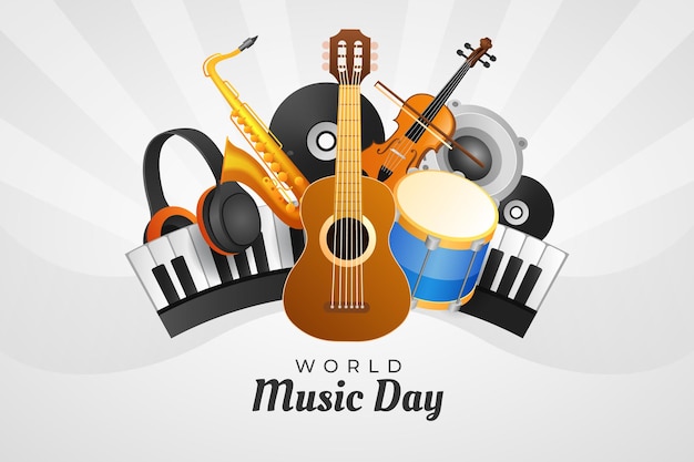 Vector poster for a music day with music notes and a musical note