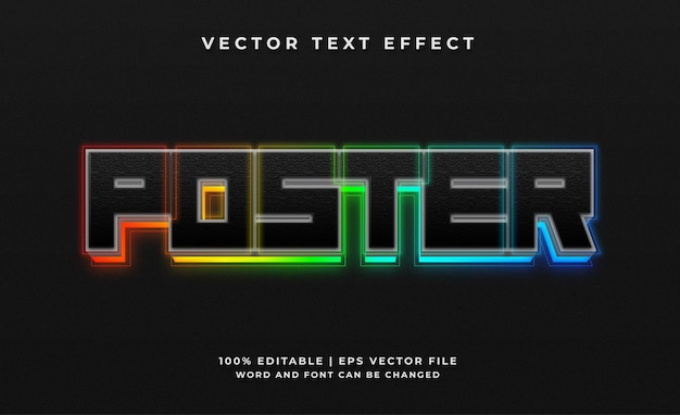 Vector poster neon glowing text effect template