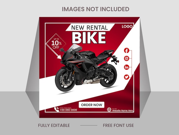 A poster for the new rental bike is Social Media post design for sale