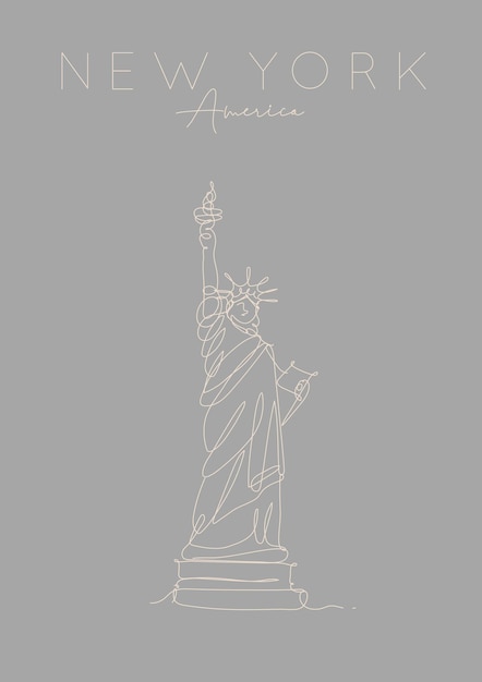 Vector poster new york statue of liberty grey