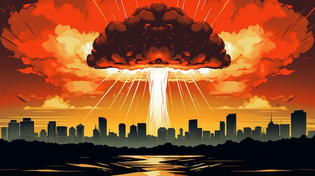 Vector a poster for a nuclear explosion