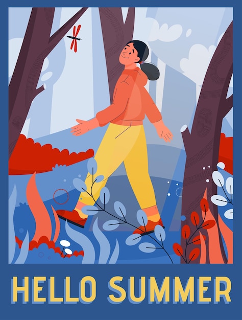 こんにちは夏のコンセプトのポスター