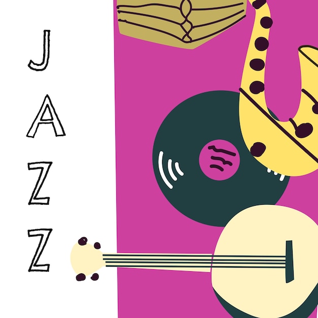 Poster of spandoek voor het jazzfestival met muziekinstrumenten