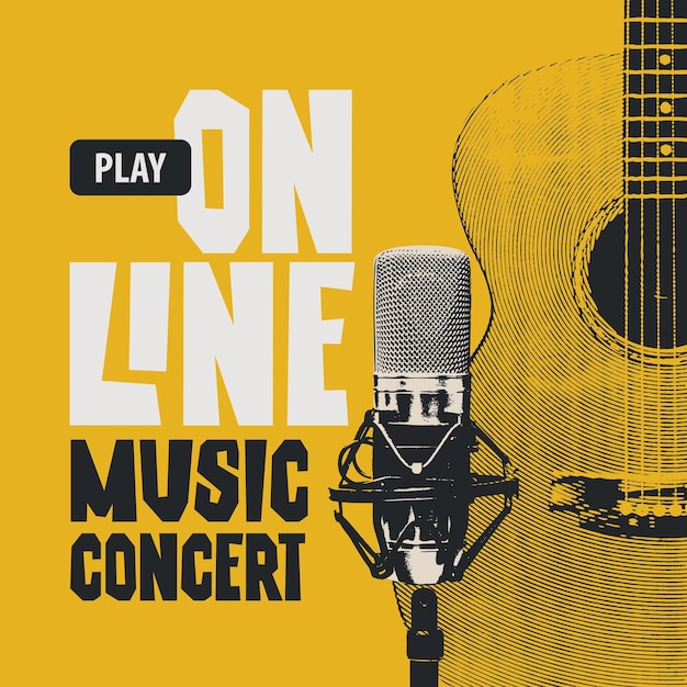 poster for online concert with guitar and microphone