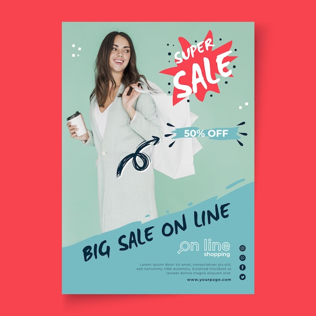 Vector poster online shopping template