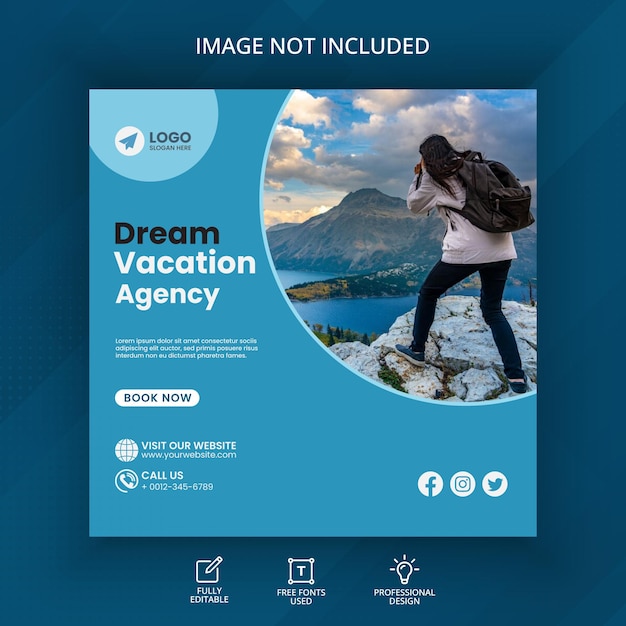 A poster for an online travel marketing flyer template