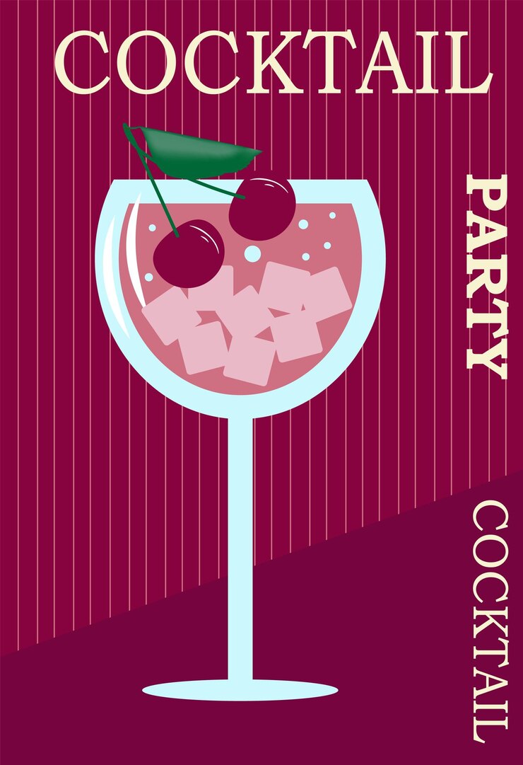 Vector a poster for party wine with a wine glass on it