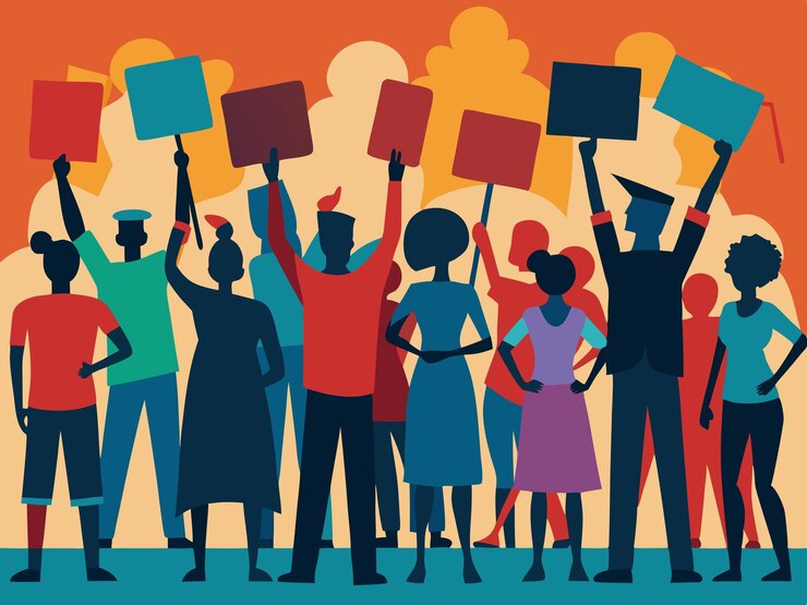 Vector a poster of people holding up signs that say quot the word quot on it