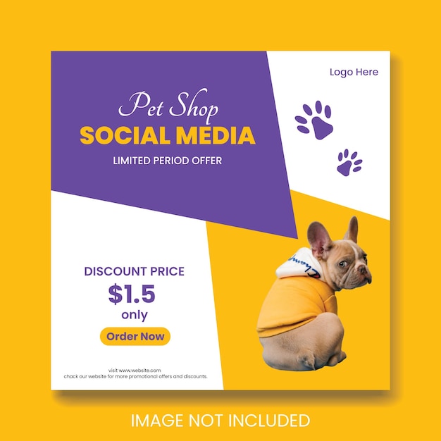 A poster for a pet shop social media