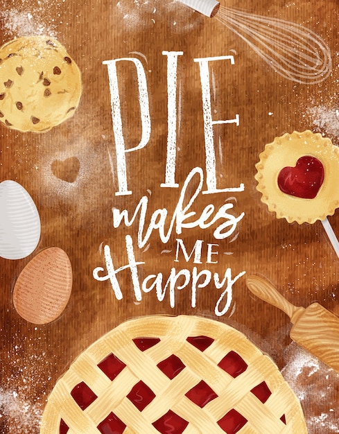 Vector poster pie with cookie, egg, whisk