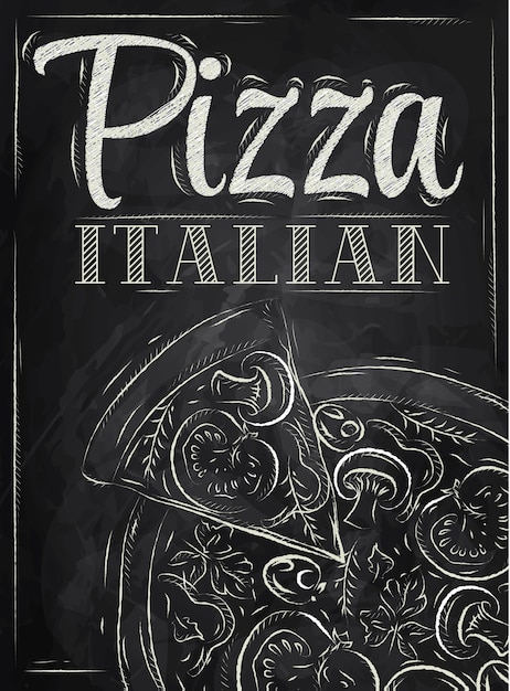 Vettore poster pizza gesso italiano
