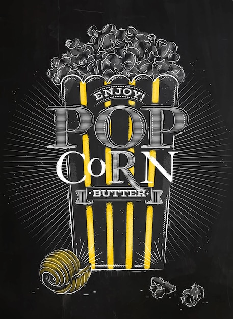 Vector poster popcorn boter zwart