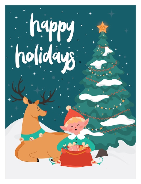 Poster or postcard for christmas celebration holiday season card