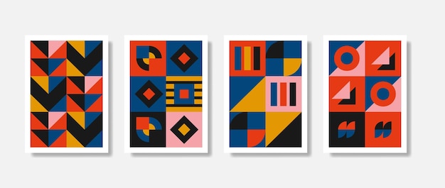 Vector poster postmodern inspired artwork of vector abstract symbols with bold geometric shapes