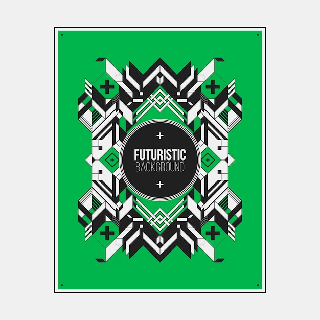 Poster/print design template with symmetric abstract element on colorful background.