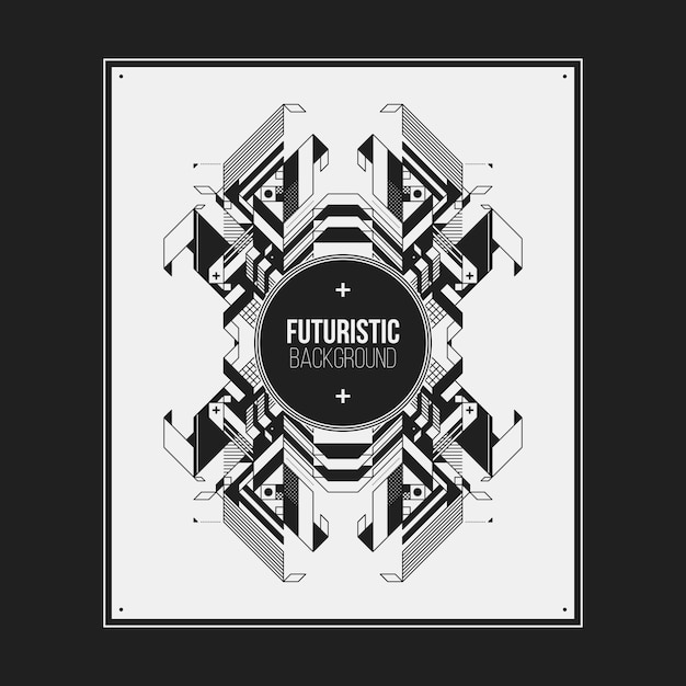poster/print design template with symmetric abstract element on white background. useful for book and magazine covers.