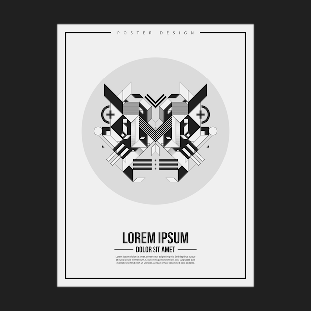 Poster/print design template with symmetric abstract element on white background. useful for book and magazine covers.