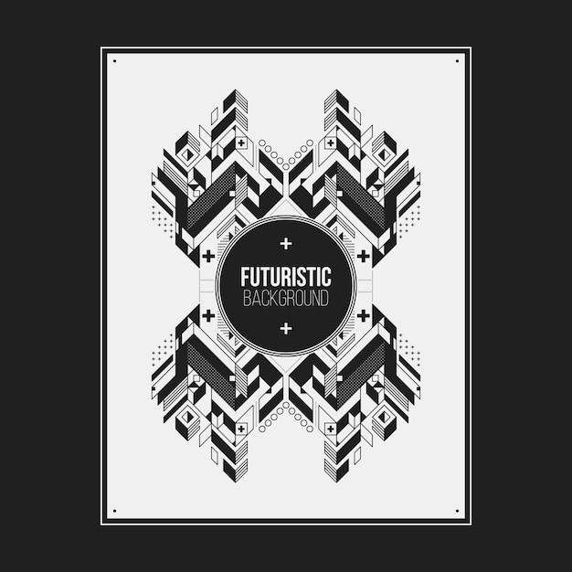 Poster / print ontwerp sjabloon met symmetrisch abstract element op witte achtergrond. Handig voor boeken en tijdschriften.