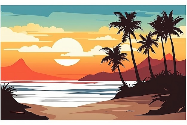 Vector poster print tropical landscape