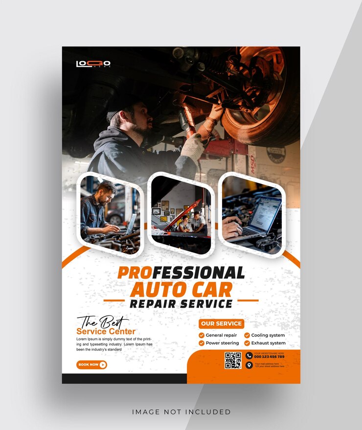 Vector a poster for a professional company called professional auto car repair service