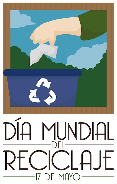 Poster promoting the correct way of sorting trash and paper during International Recycling Day