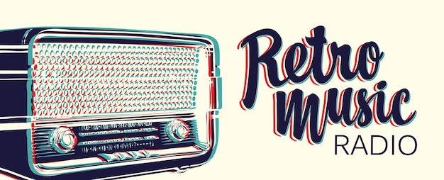 Vector poster for radio station with retro music