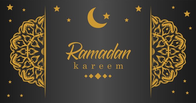 A poster for ramadan kareem with a moon and stars.