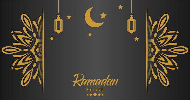 A poster for ramadan kareem with a moon and stars.