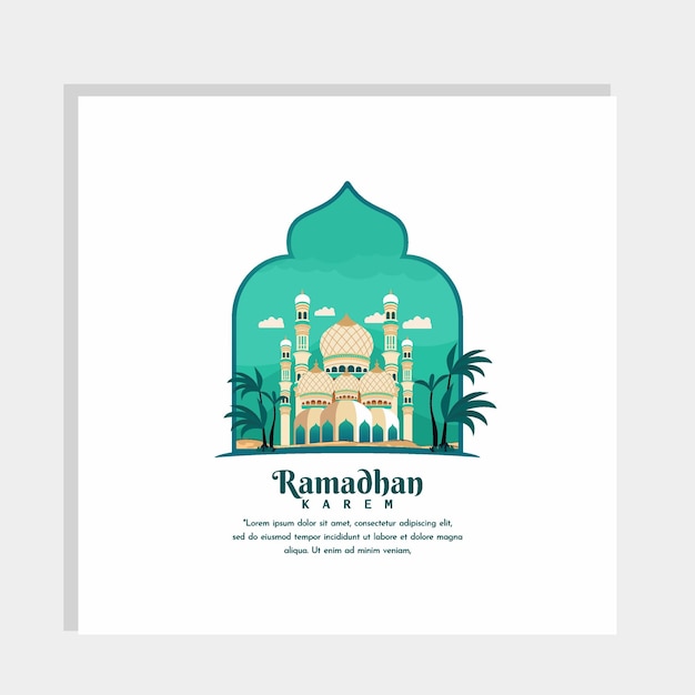 Vector a poster for ramadan with a blue background and a white dome.