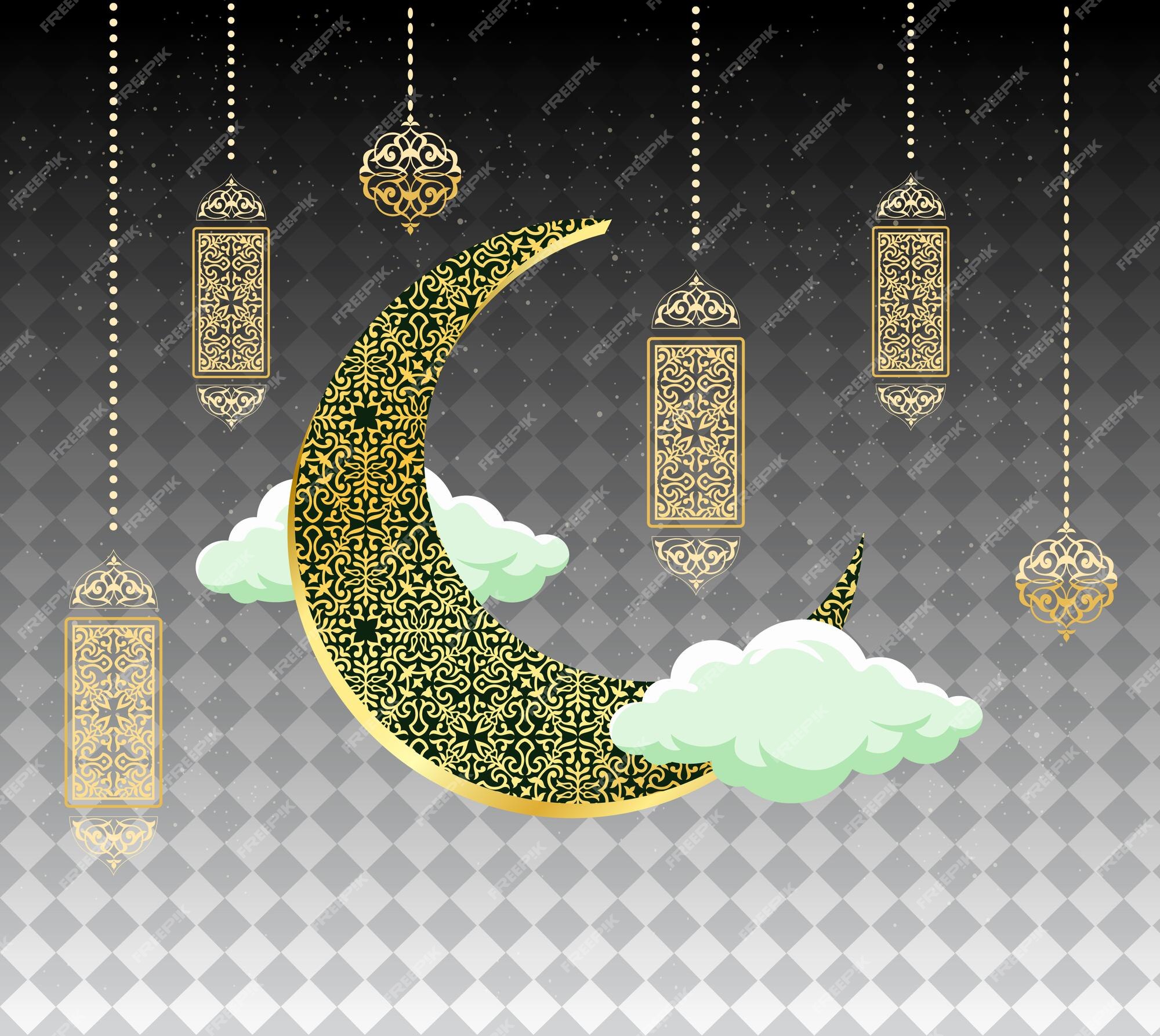 Ramadan Gold Crescent Moon HD PNG