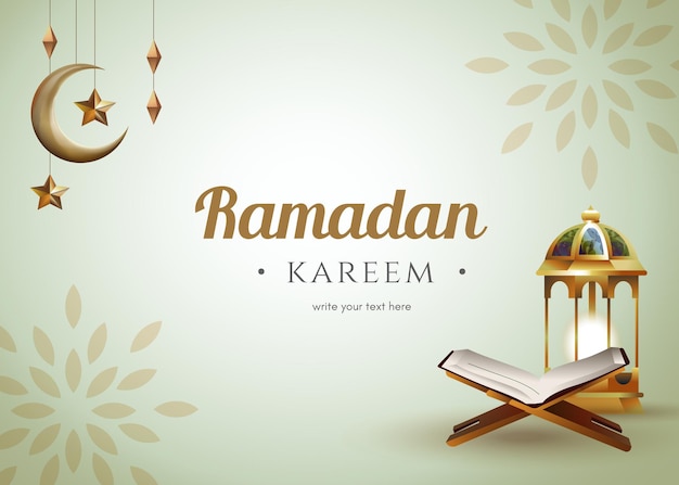 Vector a poster for ramadan with a lantern and a star on the bottom