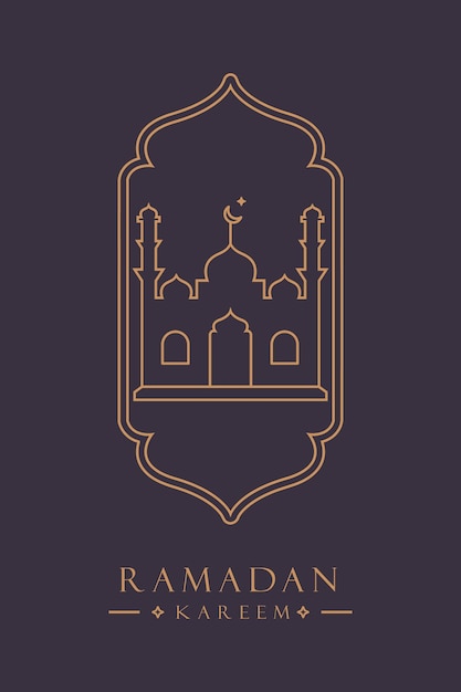 Vector a poster for ramadan with a picture of a mosque and the moon