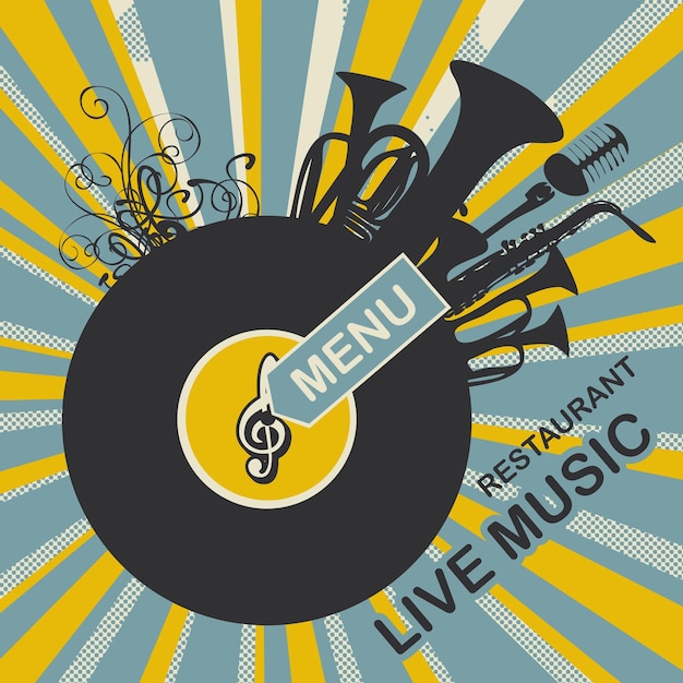 Vector poster for restaurant with live music