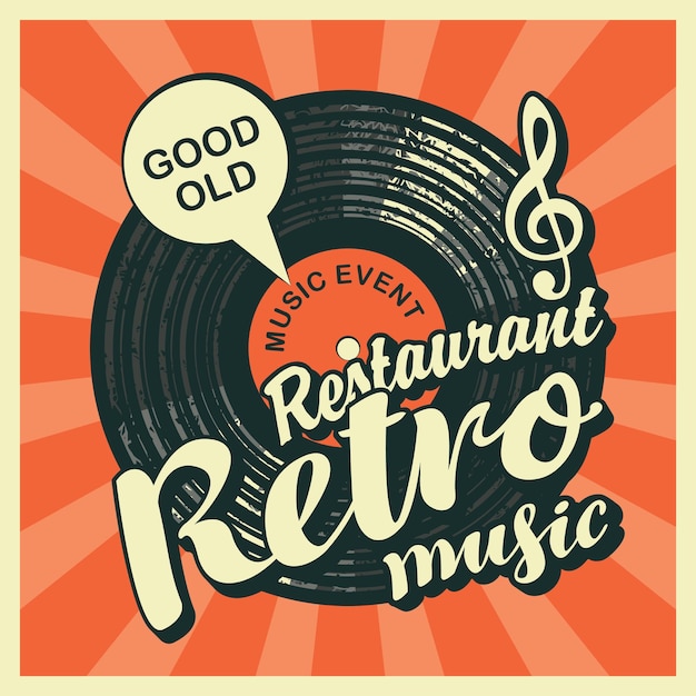 Vector poster for restaurant with retro music