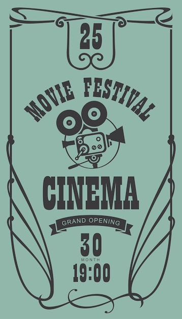 Vettore poster per il festival del cinema retrò