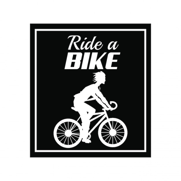 Poster ride a bike cyclist silhouette dark background