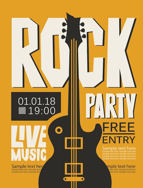 Poster per la festa rock and roll