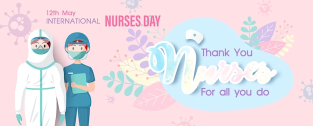 Poster's campaign of international nurses day in flat style and banner vector design