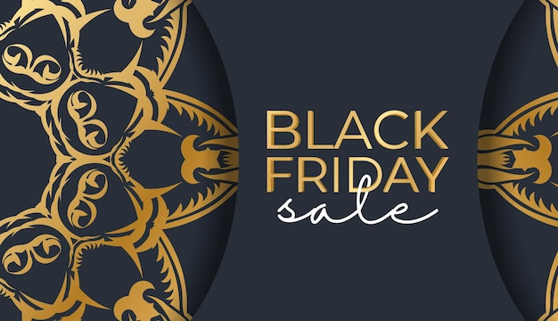 Vendita di poster black friday blu scuro con ornamento rotondo in oro